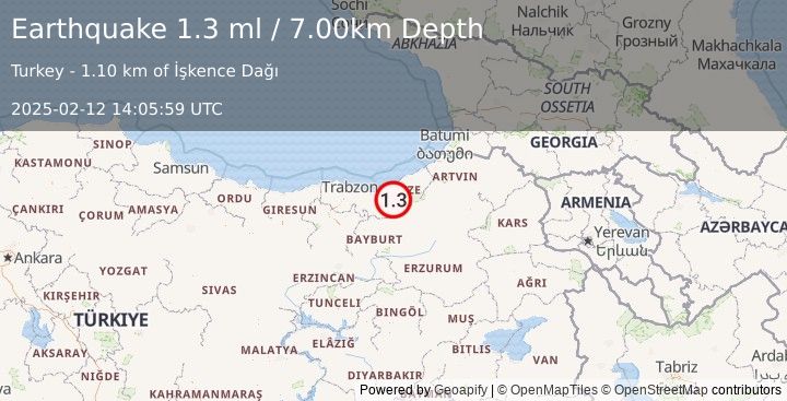 Earthquake EASTERN TURKEY (1.3 ml) (2025-02-12 14:05:59 UTC)