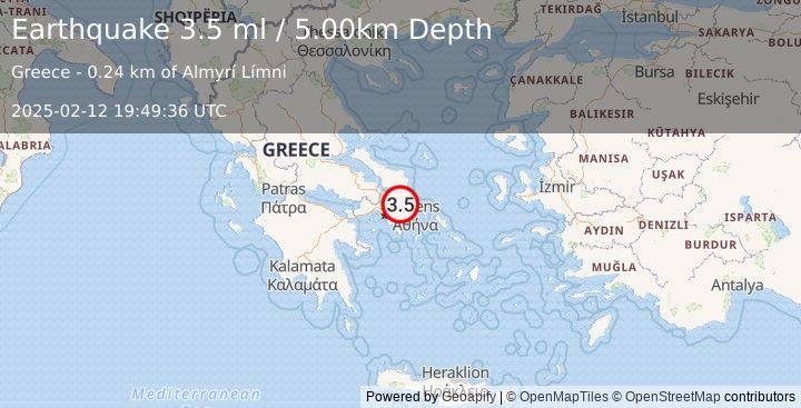 Earthquake AEGEAN SEA (3.5 ml) (2025-02-12 19:49:36 UTC)