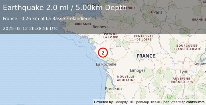 Earthquake FRANCE (2.0 ml) (2025-02-12 20:38:56 UTC)