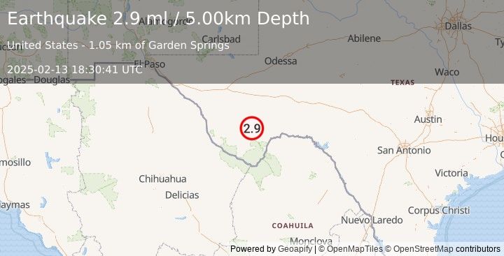 Earthquake WESTERN TEXAS (2.9 ml) (2025-02-13 18:30:41 UTC)