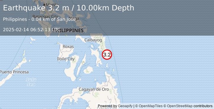 Earthquake SAMAR, PHILIPPINES (3.2 m) (2025-02-14 06:52:13 UTC)