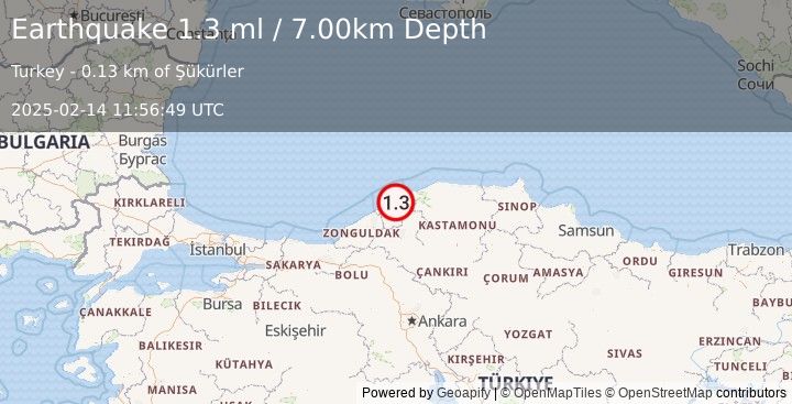 Earthquake CENTRAL TURKEY (1.3 ml) (2025-02-14 11:56:49 UTC)