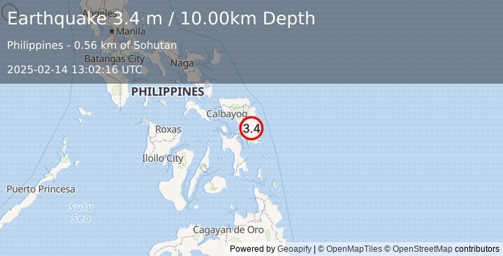 Earthquake SAMAR, PHILIPPINES (3.4 m) (2025-02-14 13:02:16 UTC)