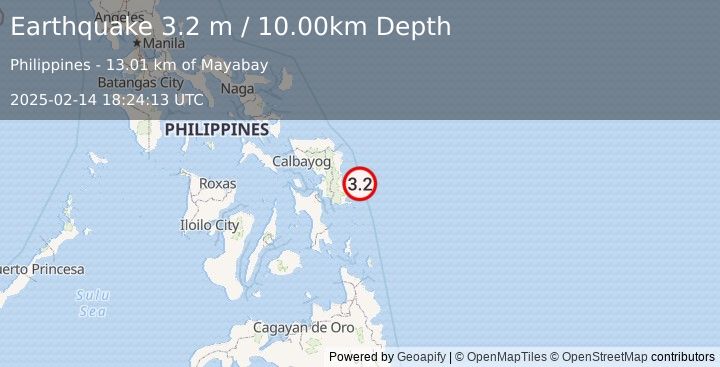 Earthquake SAMAR, PHILIPPINES (3.2 m) (2025-02-14 18:24:13 UTC)