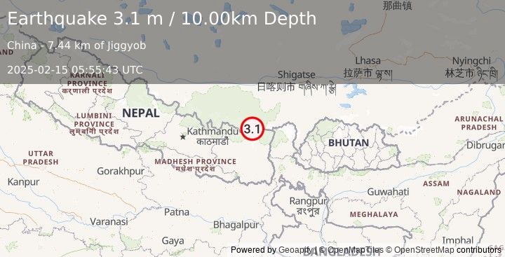 Earthquake NEPAL (3.1 m) (2025-02-15 05:55:43 UTC)