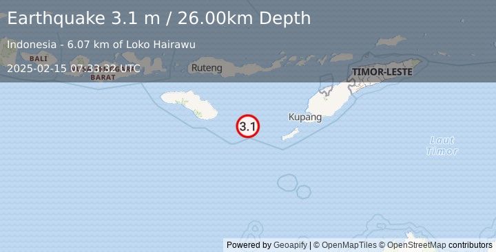 Earthquake SAVU SEA (3.1 m) (2025-02-15 07:33:32 UTC)