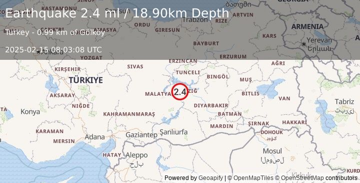 Earthquake EASTERN TURKEY (2.4 ml) (2025-02-15 08:03:08 UTC)