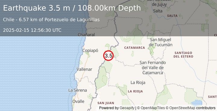 Earthquake ATACAMA, CHILE (3.5 ml) (2025-02-15 12:56:39 UTC)