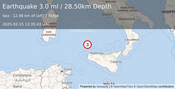 Earthquake SICILY, ITALY (3.0 ml) (2025-02-15 13:35:43 UTC)