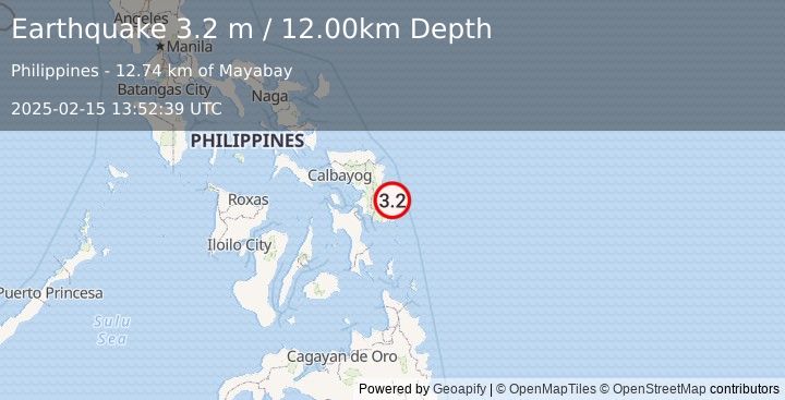 Earthquake SAMAR, PHILIPPINES (3.2 m) (2025-02-15 13:52:39 UTC)