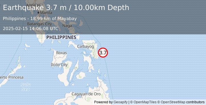 Earthquake SAMAR, PHILIPPINES (3.7 m) (2025-02-15 14:06:08 UTC)