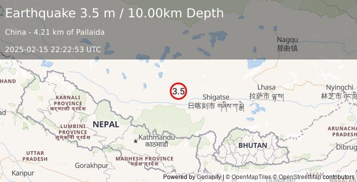 Earthquake WESTERN XIZANG (3.5 m) (2025-02-15 22:22:53 UTC)