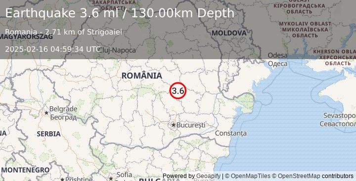 Earthquake ROMANIA (3.6 ml) (2025-02-16 04:59:34 UTC)