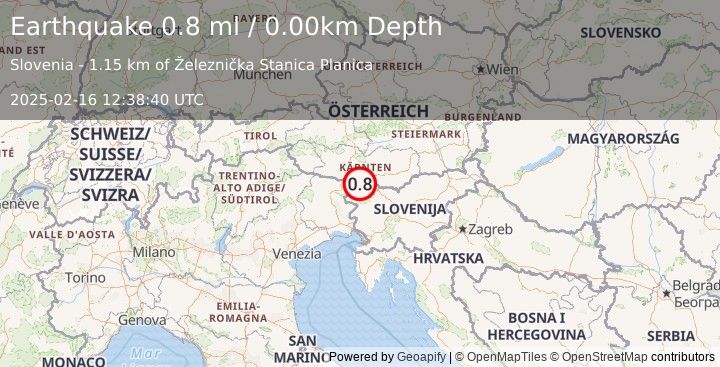 Earthquake SLOVENIA (0.8 ml) (2025-02-16 12:38:40 UTC)