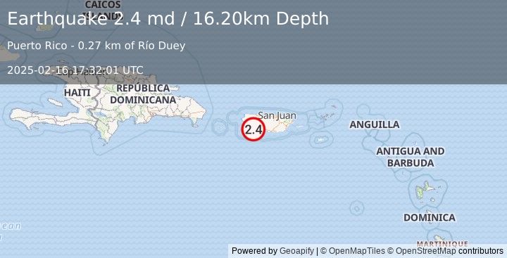 Earthquake PUERTO RICO (2.4 md) (2025-02-16 17:32:01 UTC)