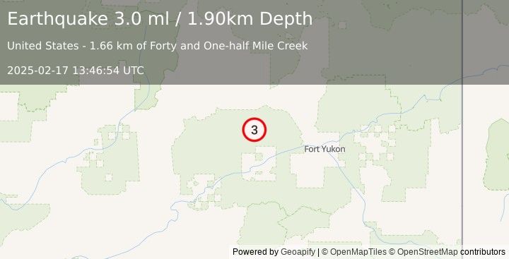 Earthquake NORTHERN ALASKA (3.0 ml) (2025-02-17 13:46:54 UTC)