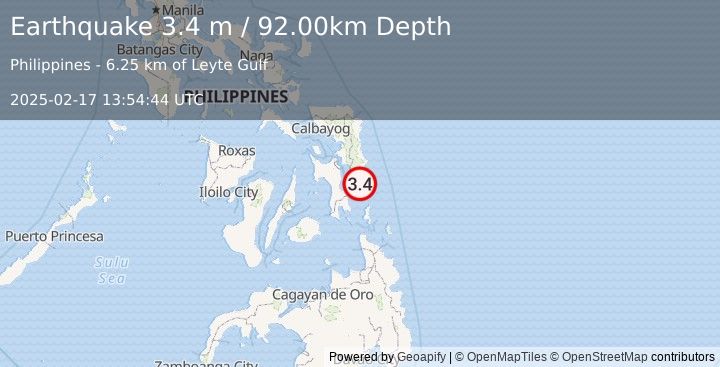 Earthquake LEYTE, PHILIPPINES (3.4 m) (2025-02-17 13:54:44 UTC)