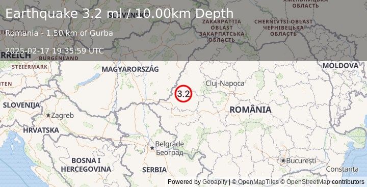 Earthquake ROMANIA (3.2 ml) (2025-02-17 19:36:00 UTC)