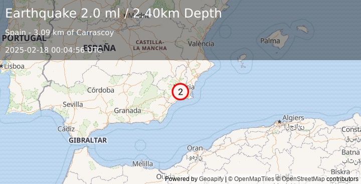 Earthquake SPAIN (2.0 ml) (2025-02-18 00:04:56 UTC)