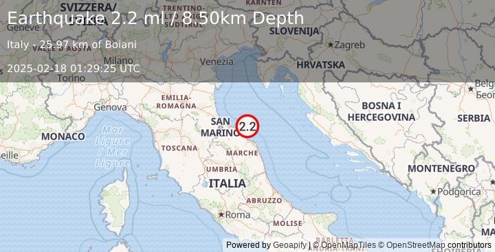 Earthquake CENTRAL ITALY (2.2 ml) (2025-02-18 01:29:25 UTC)