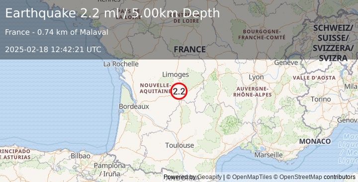 Earthquake FRANCE (2.2 ml) (2025-02-18 12:42:21 UTC)