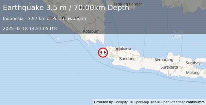 Earthquake SUNDA STRAIT, INDONESIA (3.5 m) (2025-02-18 14:51:05 UTC)