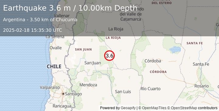 Earthquake SAN JUAN, ARGENTINA (3.6 m) (2025-02-18 15:35:30 UTC)