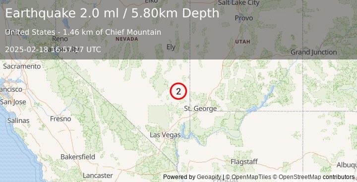 Earthquake NEVADA (2.0 ml) (2025-02-18 16:57:17 UTC)