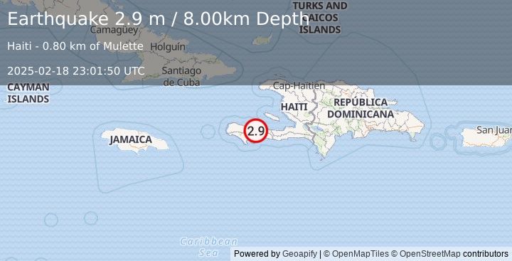 Earthquake HAITI REGION (2.9 m) (2025-02-18 23:01:50 UTC)