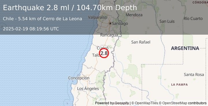 Earthquake MAULE, CHILE (2.8 ml) (2025-02-19 08:19:56 UTC)