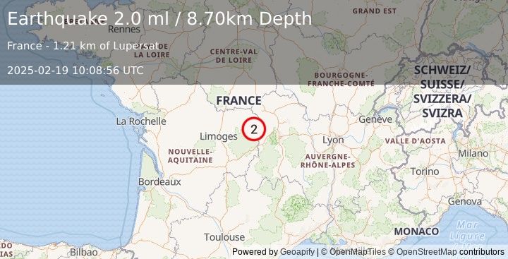 Earthquake FRANCE (2.0 ml) (2025-02-19 10:08:56 UTC)