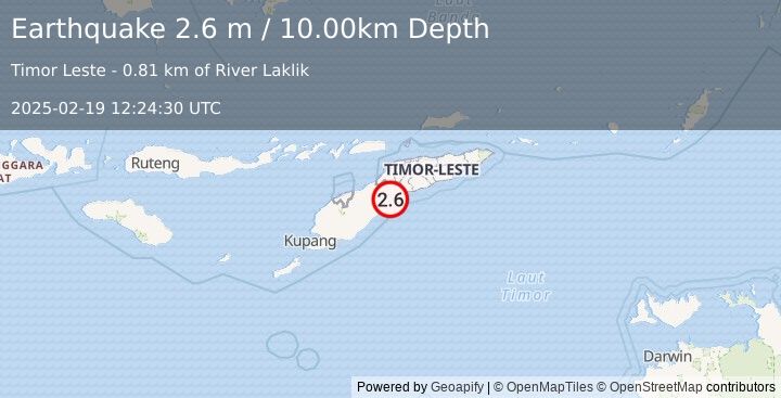 Earthquake EAST TIMOR REGION (2.6 m) (2025-02-19 12:24:30 UTC)