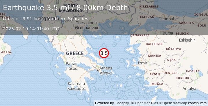 Earthquake AEGEAN SEA (3.5 ml) (2025-02-19 14:01:40 UTC)