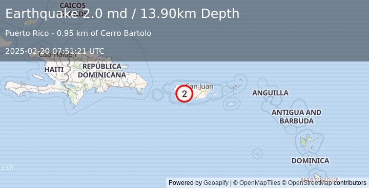 Earthquake PUERTO RICO (2.0 md) (2025-02-20 07:51:21 UTC)