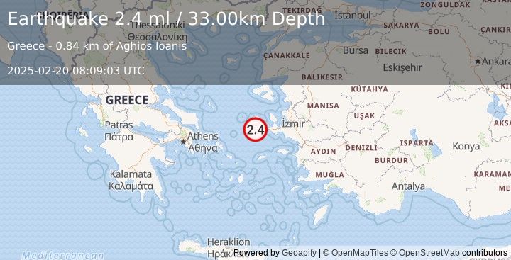 Earthquake AEGEAN SEA (2.4 ml) (2025-02-20 08:09:03 UTC)