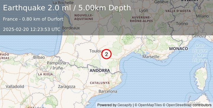 Earthquake FRANCE (2.0 ml) (2025-02-20 12:23:53 UTC)