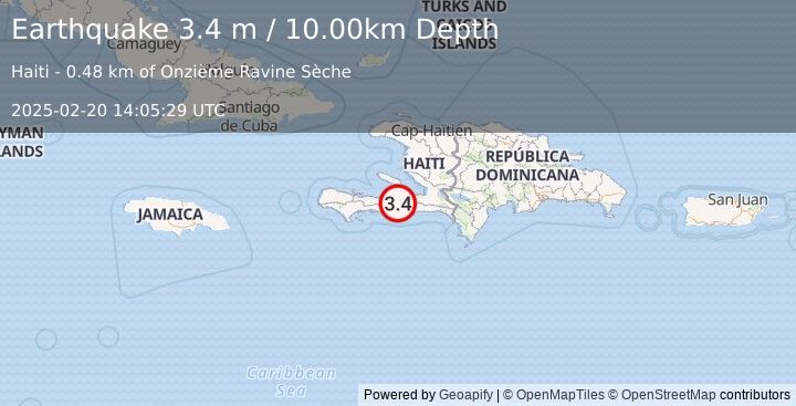 Earthquake HAITI REGION (3.4 m) (2025-02-20 14:05:29 UTC)