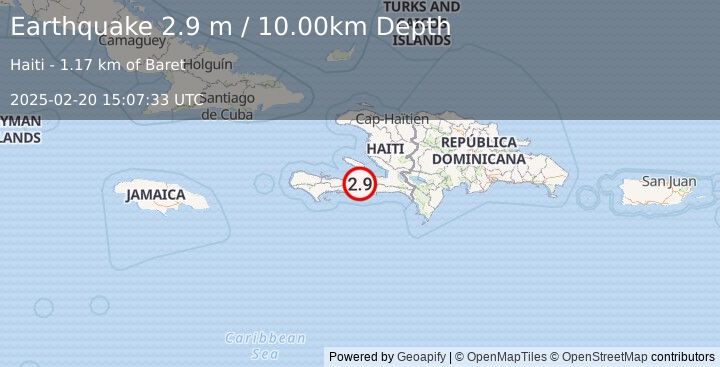 Earthquake HAITI REGION (2.9 m) (2025-02-20 15:07:33 UTC)