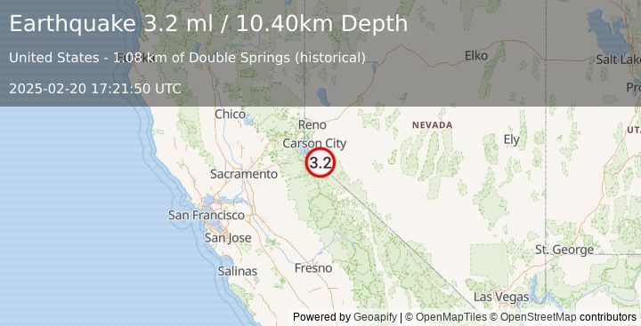 Earthquake NEVADA (2.7 ml) (2025-02-20 17:21:51 UTC)