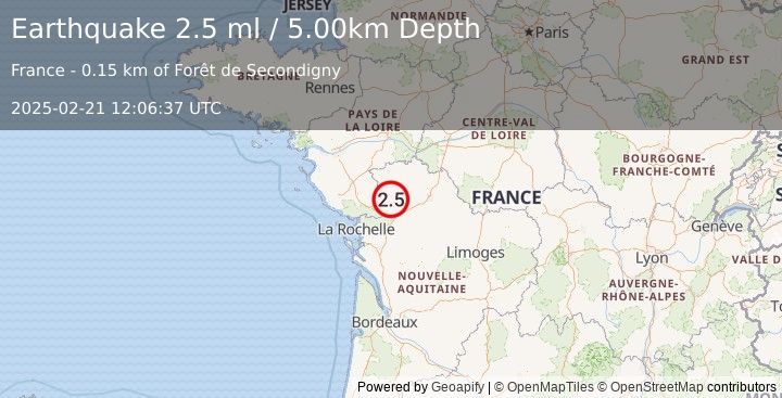 Earthquake FRANCE (2.5 ml) (2025-02-21 12:06:37 UTC)