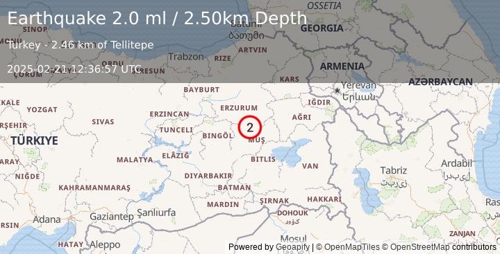 Earthquake EASTERN TURKEY (2.0 ml) (2025-02-21 12:36:57 UTC)