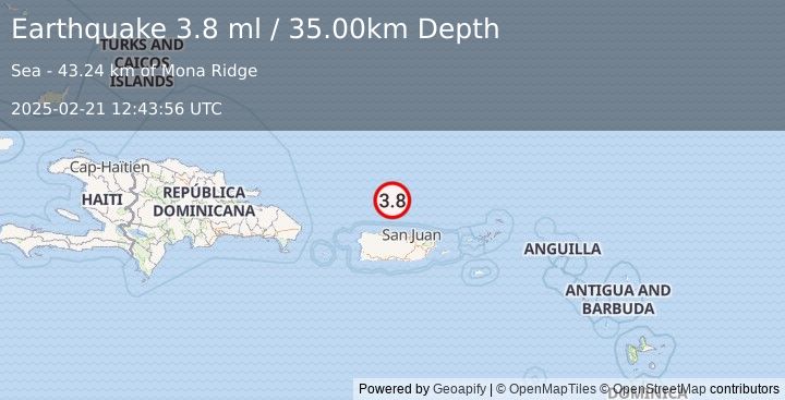 Earthquake PUERTO RICO REGION (3.8 ml) (2025-02-21 12:43:56 UTC)