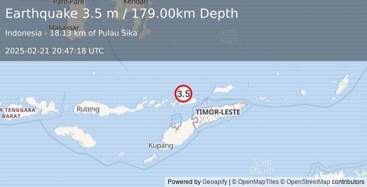 Earthquake BANDA SEA (3.5 m) (2025-02-21 20:47:18 UTC)