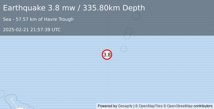 Earthquake KERMADEC ISLANDS REGION (3.8 mw) (2025-02-21 21:57:39 UTC)