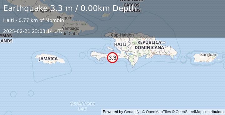 Earthquake HAITI REGION (3.3 m) (2025-02-21 23:03:14 UTC)