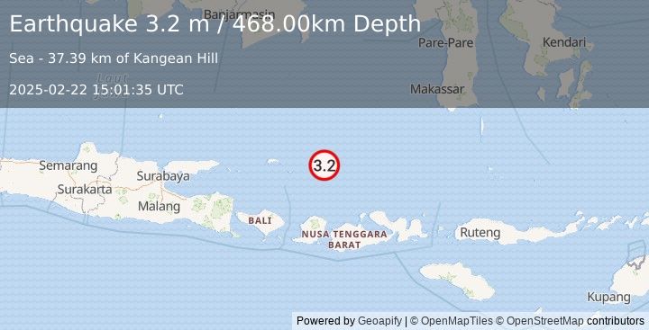 Earthquake BALI SEA (3.2 m) (2025-02-22 15:01:35 UTC)