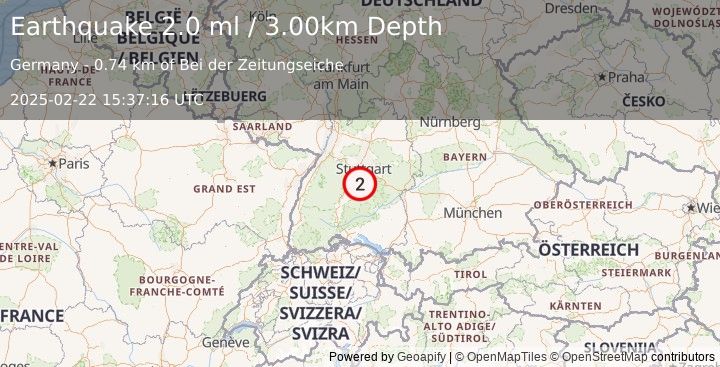 Earthquake GERMANY (2.0 ml) (2025-02-22 15:37:16 UTC)