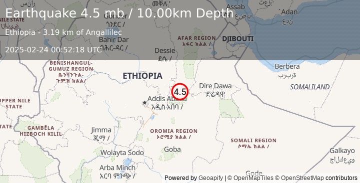 Earthquake ETHIOPIA (4.5 mb) (2025-02-24 00:52:18 UTC)