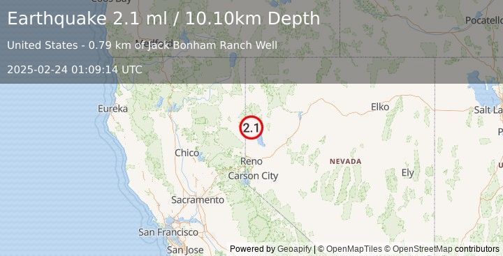 Earthquake NEVADA (2.1 ml) (2025-02-24 01:09:14 UTC)