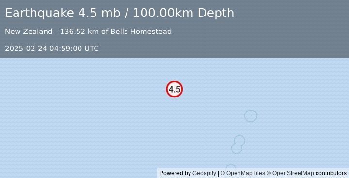 Earthquake KERMADEC ISLANDS REGION (4.5 mb) (2025-02-24 04:59:00 UTC)